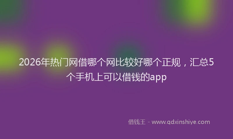 2026年热门网借哪个网比较好哪个正规，汇总5个手机上可以借钱的app