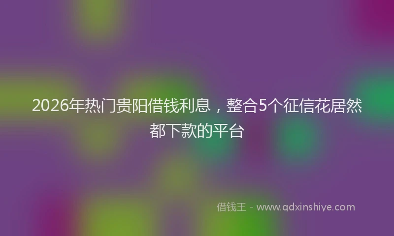 2026年热门贵阳借钱利息，整合5个征信花居然都下款的平台