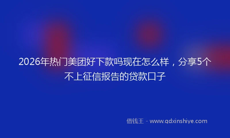 2026年热门美团好下款吗现在怎么样，分享5个不上征信报告的贷款口子