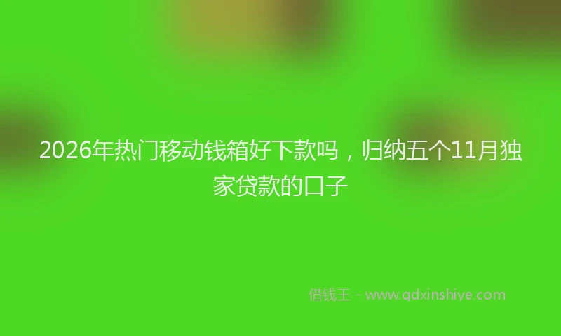 2026年热门移动钱箱好下款吗,归纳五个11月独家贷款的口子