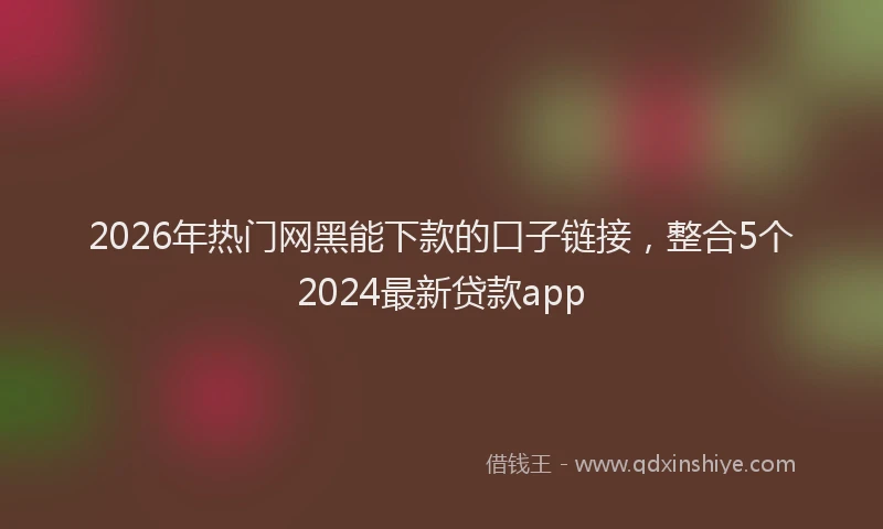 2026年热门网黑能下款的口子链接，整合5个2024最新贷款app
