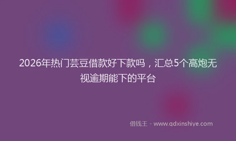 2026年热门芸豆借款好下款吗，汇总5个高炮无视逾期能下的平台