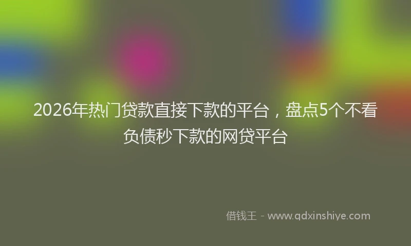 2026年热门贷款直接下款的平台，盘点5个不看负债秒下款的网贷平台