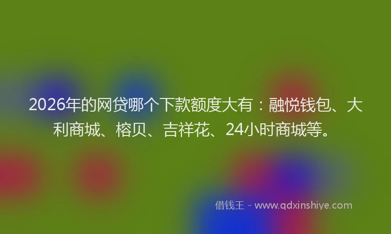 2026年的网贷哪个下款额度大有：融悦钱包、大利商城、榕贝、吉祥花、24小时商城等。