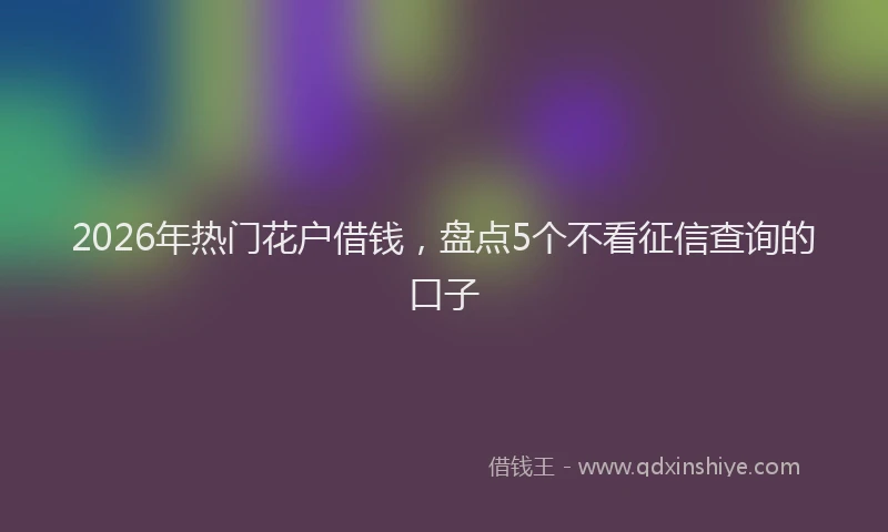2026年热门花户借钱，盘点5个不看征信查询的口子