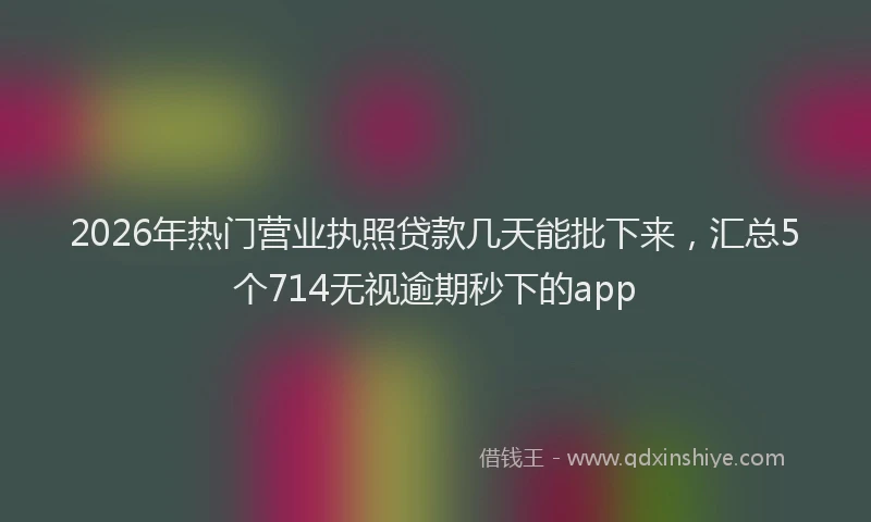 2026年热门营业执照贷款几天能批下来，汇总5个714无视逾期秒下的app