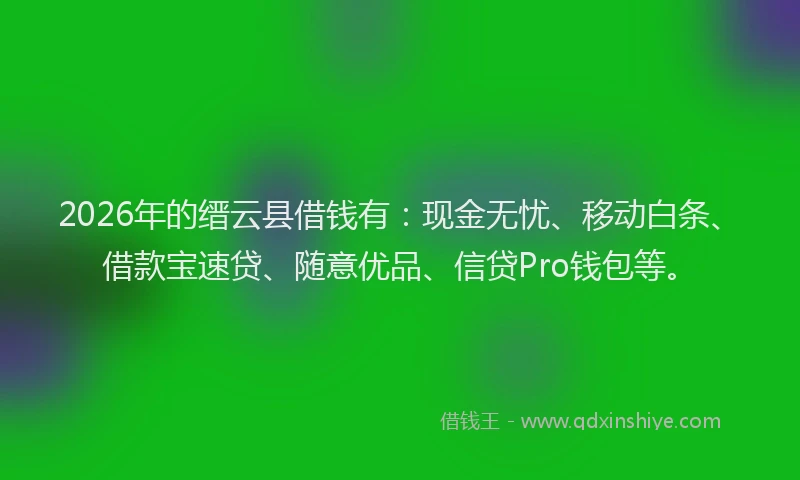 2026年的缙云县借钱有:现金无忧、移动白条、借款宝速贷、随意优品、信贷Pro钱包等。