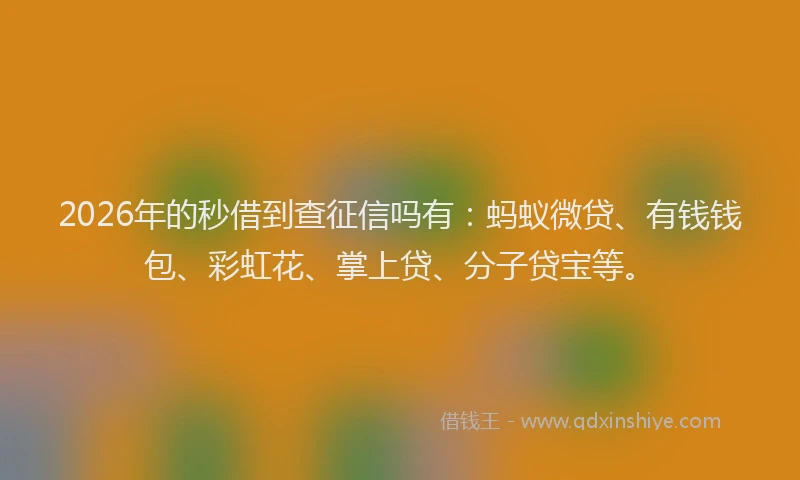 2026年的秒借到查征信吗有：蚂蚁微贷、有钱钱包、彩虹花、掌上贷、分子贷宝等。