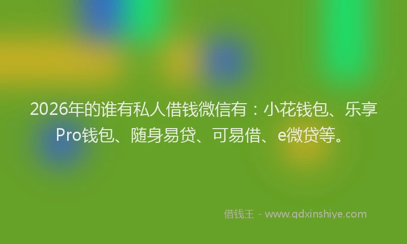 2026年的谁有私人借钱微信有:小花钱包、乐享Pro钱包、随身易贷、可易借、e微贷等。