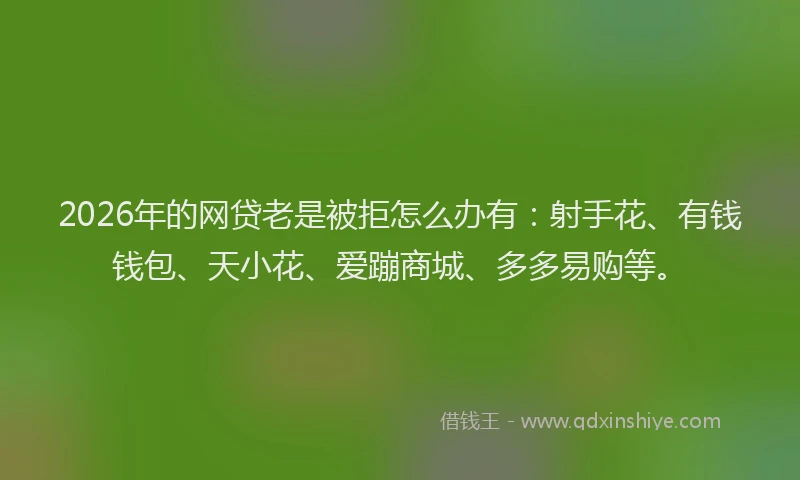 2026年的网贷老是被拒怎么办有：射手花、有钱钱包、天小花、爱蹦商城、多多易购等。