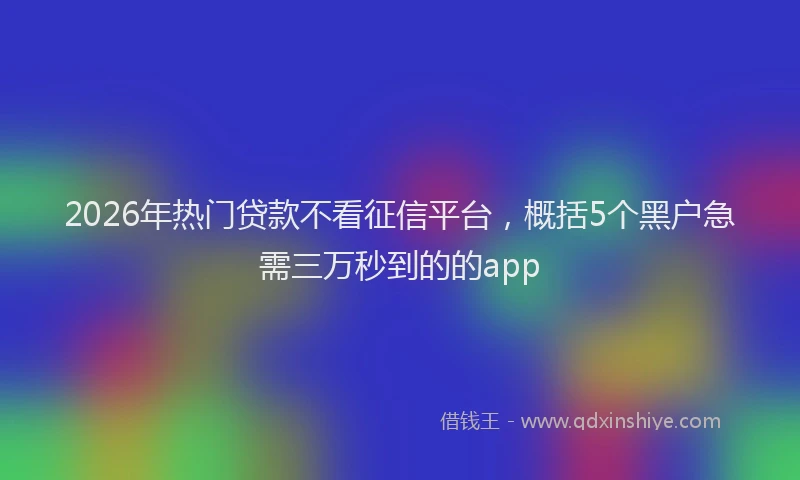 2026年热门贷款不看征信平台，概括5个黑户急需三万秒到的的app