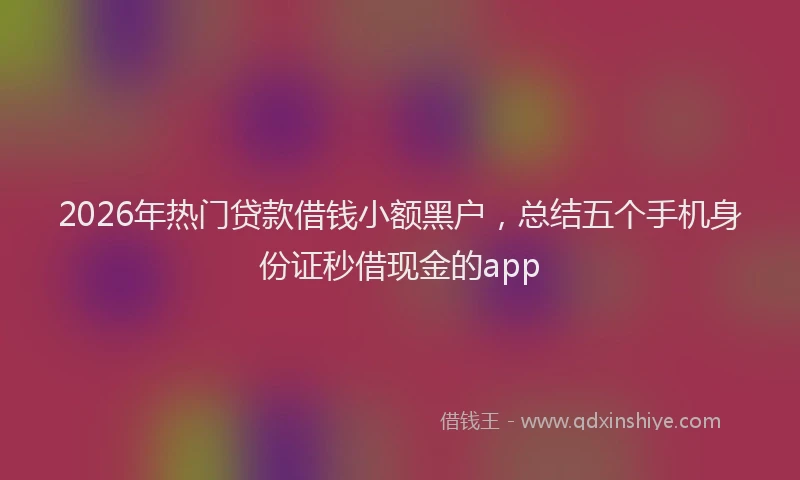 2026年热门贷款借钱小额黑户，总结五个手机身份证秒借现金的app