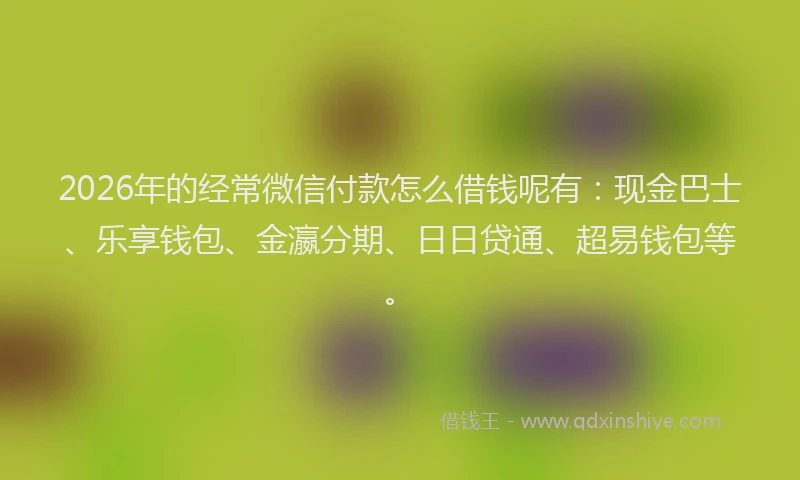 2026年的经常微信付款怎么借钱呢有：现金巴士、乐享钱包、金瀛分期、日日贷通、超易钱包等。