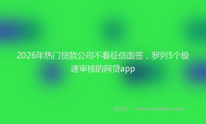 2026年热门贷款公司不看征信面签,罗列5个极速审核的网贷app
