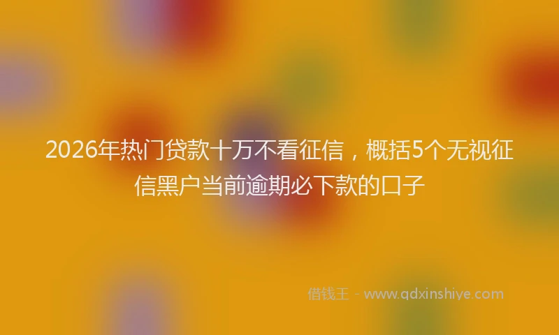 2026年热门贷款十万不看征信,概括5个无视征信黑户当前逾期必下款的口子