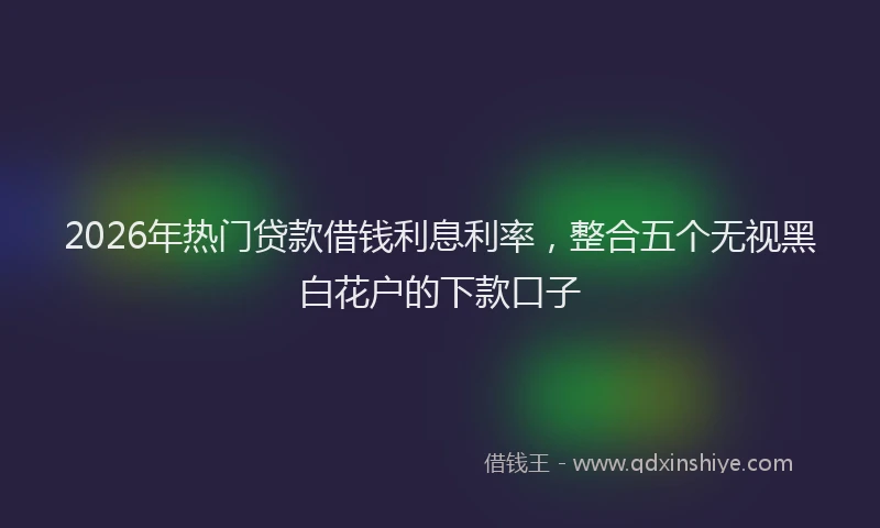 2026年热门贷款借钱利息利率，整合五个无视黑白花户的下款口子