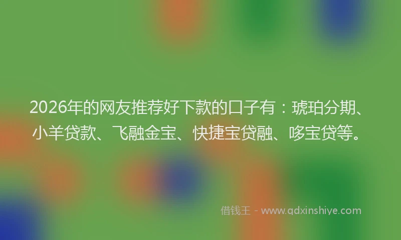 2026年的网友推荐好下款的口子有:琥珀分期、小羊贷款、飞融金宝、快捷宝贷融、哆宝贷等。