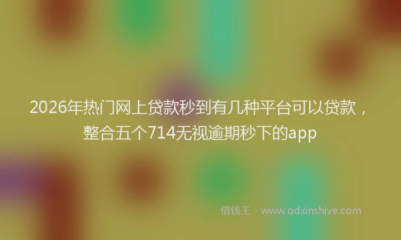 2026年热门网上贷款秒到有几种平台可以贷款，整合五个714无视逾期秒下的app
