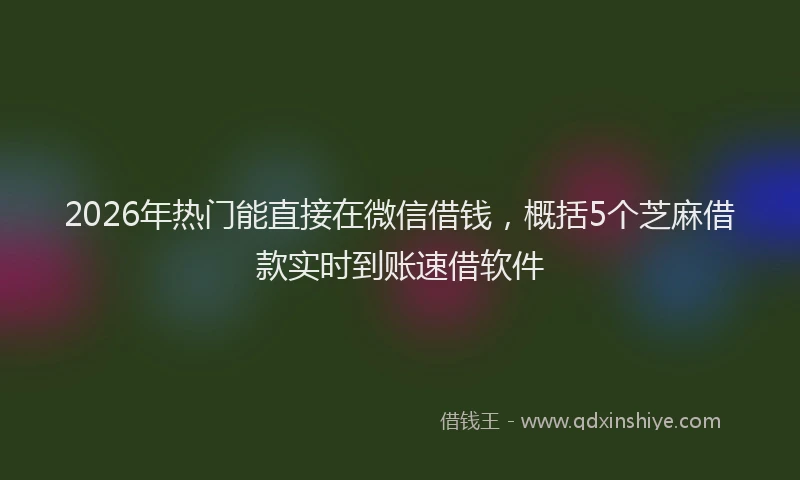 2026年热门能直接在微信借钱，概括5个芝麻借款实时到账速借软件