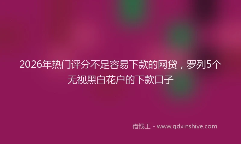 2026年热门评分不足容易下款的网贷，罗列5个无视黑白花户的下款口子