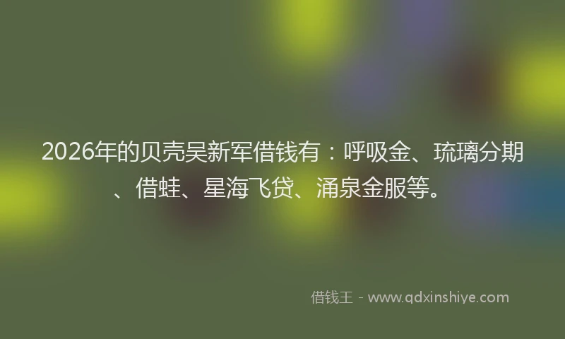 2026年的贝壳吴新军借钱有：呼吸金、琉璃分期、借蛙、星海飞贷、涌泉金服等。
