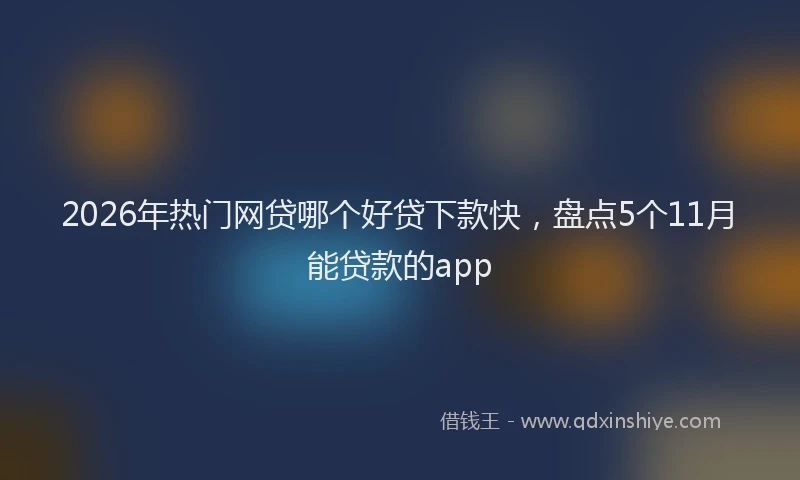 2026年热门网贷哪个好贷下款快，盘点5个11月能贷款的app