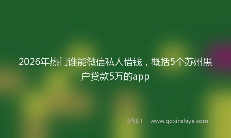 2026年热门谁能微信私人借钱，概括5个苏州黑户贷款5万的app