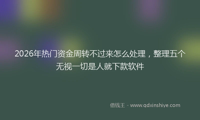 2026年热门资金周转不过来怎么处理,整理五个无视一切是人就下款软件
