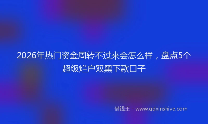 2026年热门资金周转不过来会怎么样，盘点5个超级烂户双黑下款口子