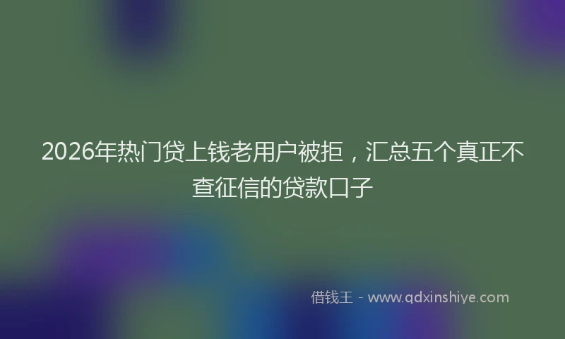 2026年热门贷上钱老用户被拒,汇总五个真正不查征信的贷款口子