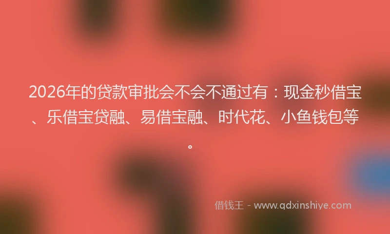 2026年的贷款审批会不会不通过有：现金秒借宝、乐借宝贷融、易借宝融、时代花、小鱼钱包等。