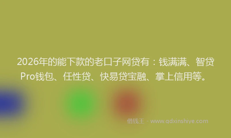 2026年的能下款的老口子网贷有:钱满满、智贷Pro钱包、任性贷、快易贷宝融、掌上信用等。