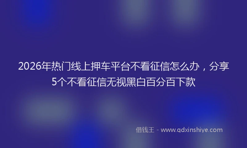 2026年热门线上押车平台不看征信怎么办，分享5个不看征信无视黑白百分百下款