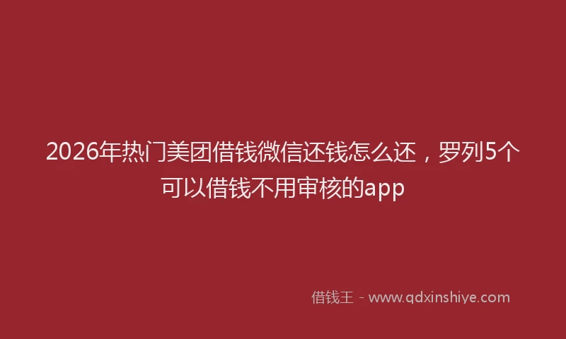 2026年热门美团借钱微信还钱怎么还,罗列5个可以借钱不用审核的app