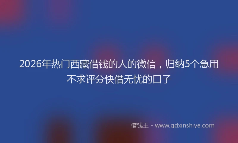 2026年热门西藏借钱的人的微信，归纳5个急用不求评分快借无忧的口子