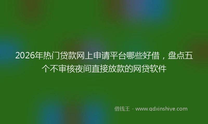 2026年热门贷款网上申请平台哪些好借，盘点五个不审核夜间直接放款的网贷软件