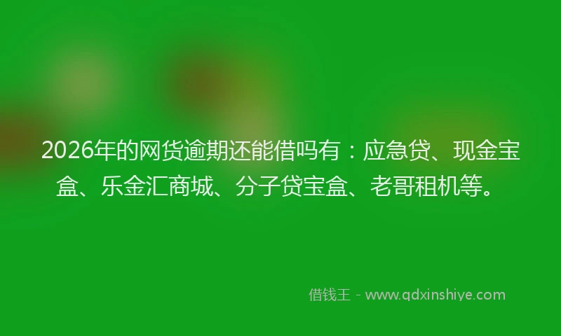 2026年的网货逾期还能借吗有：应急贷、现金宝盒、乐金汇商城、分子贷宝盒、老哥租机等。