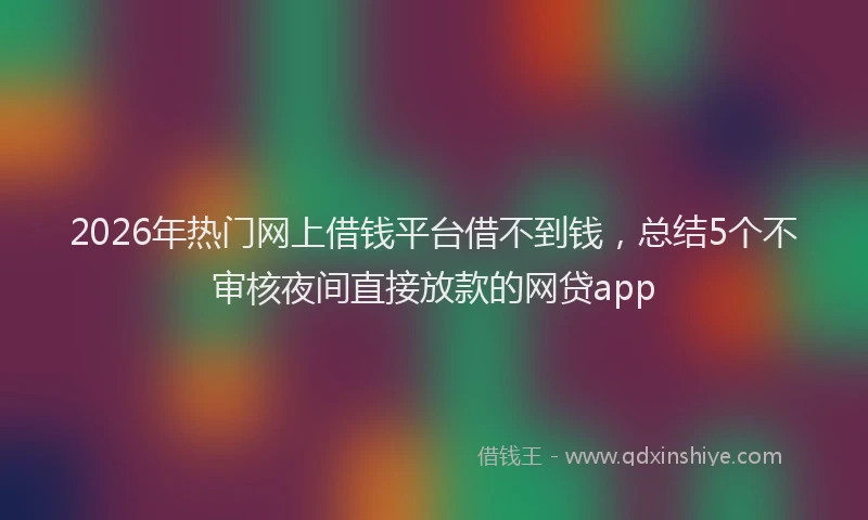 2026年热门网上借钱平台借不到钱，总结5个不审核夜间直接放款的网贷app