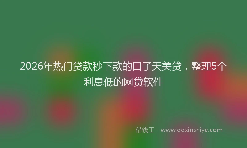 2026年热门贷款秒下款的口子天美贷，整理5个利息低的网贷软件