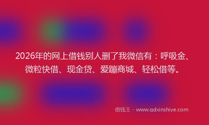 2026年的网上借钱别人删了我微信有：呼吸金、微粒快借、现金贷、爱蹦商城、轻松借等。