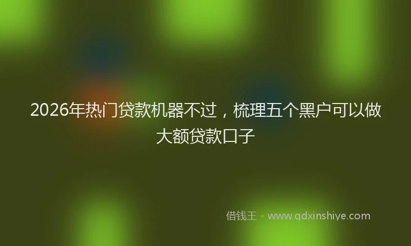 2026年热门贷款机器不过，梳理五个黑户可以做大额贷款口子