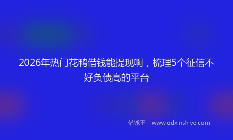 2026年热门花鸭借钱能提现啊，梳理5个征信不好负债高的平台
