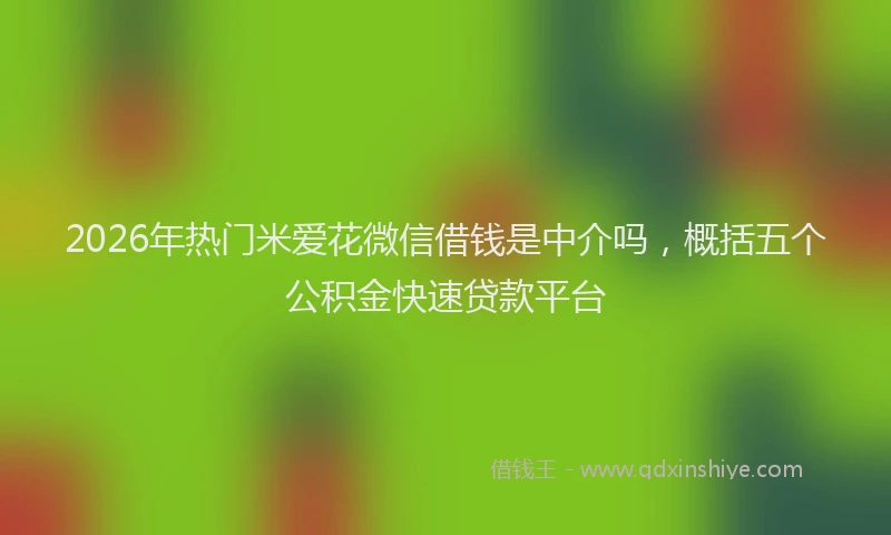 2026年热门米爱花微信借钱是中介吗，概括五个公积金快速贷款平台