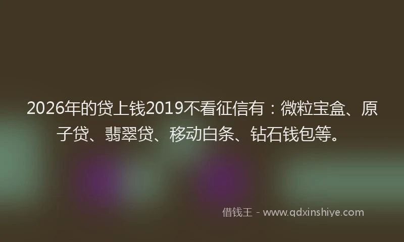 2026年的贷上钱2019不看征信有：微粒宝盒、原子贷、翡翠贷、移动白条、钻石钱包等。