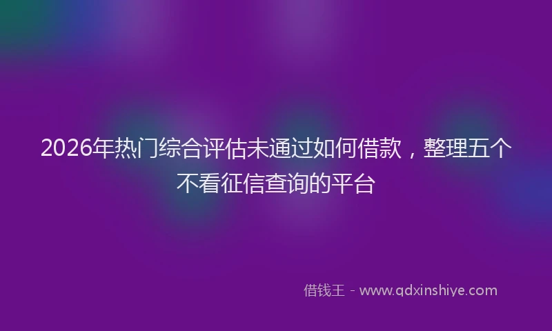 2026年热门综合评估未通过如何借款，整理五个不看征信查询的平台