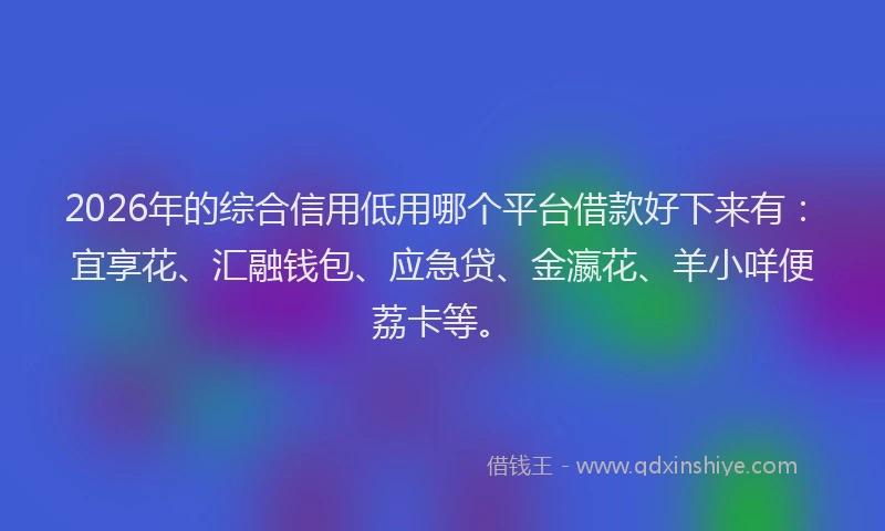 2026年的综合信用低用哪个平台借款好下来有:宜享花、汇融钱包、应急贷、金瀛花、羊小咩便荔卡等。