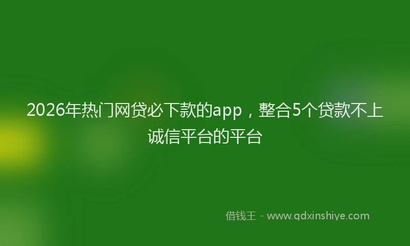 2026年热门网贷必下款的app，整合5个贷款不上诚信平台的平台