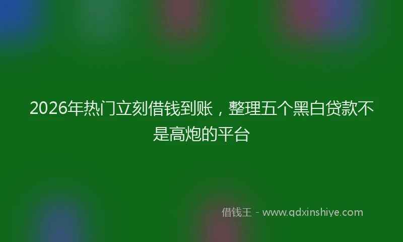 2026年热门立刻借钱到账，整理五个黑白贷款不是高炮的平台