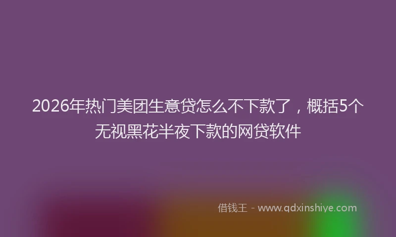 2026年热门美团生意贷怎么不下款了，概括5个无视黑花半夜下款的网贷软件