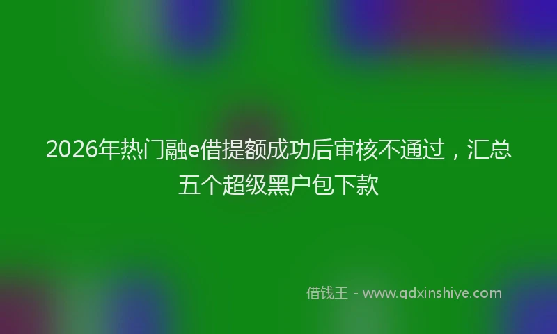 2026年热门融e借提额成功后审核不通过，汇总五个超级黑户包下款
